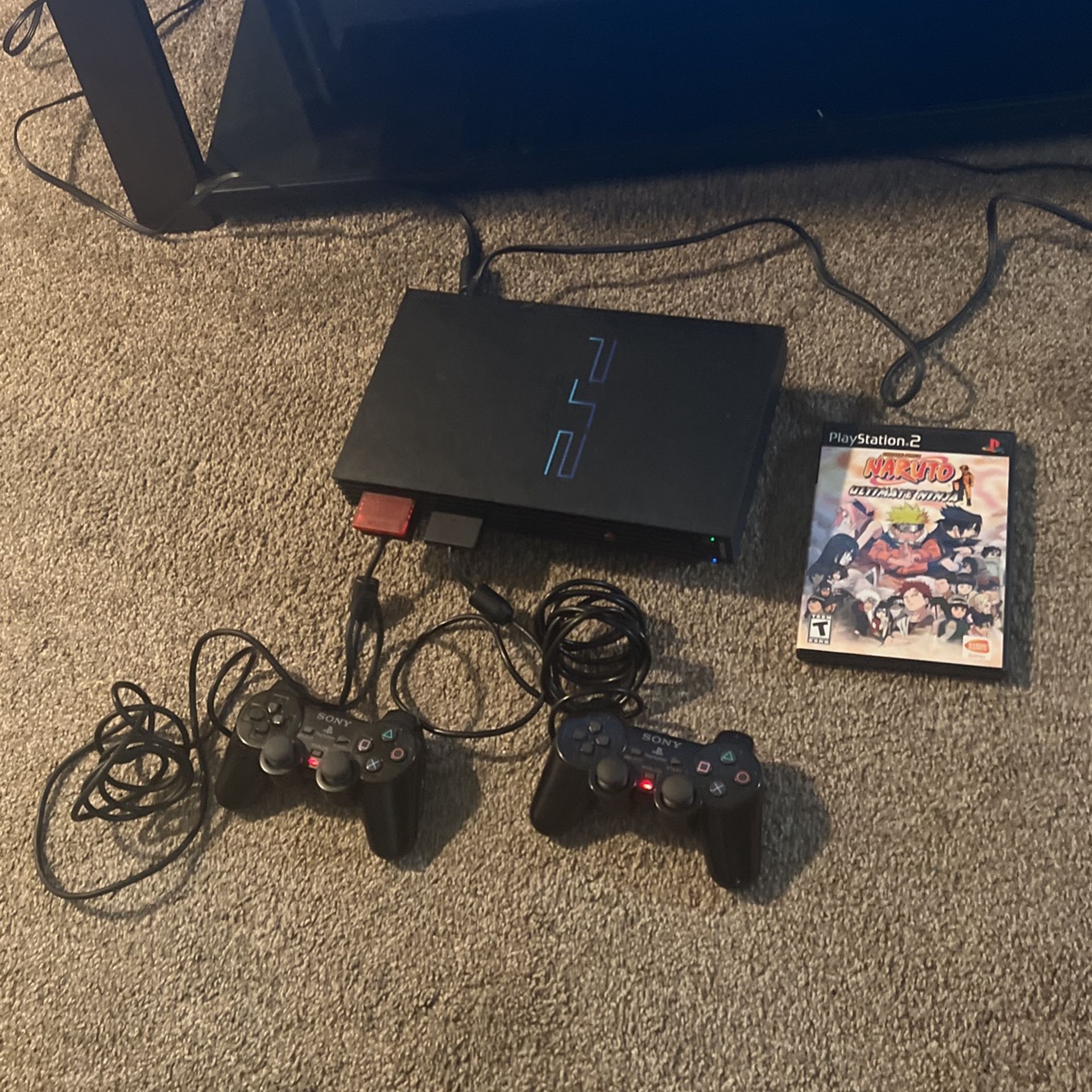 Ps2 Console With Memory Card, Game, Controllers