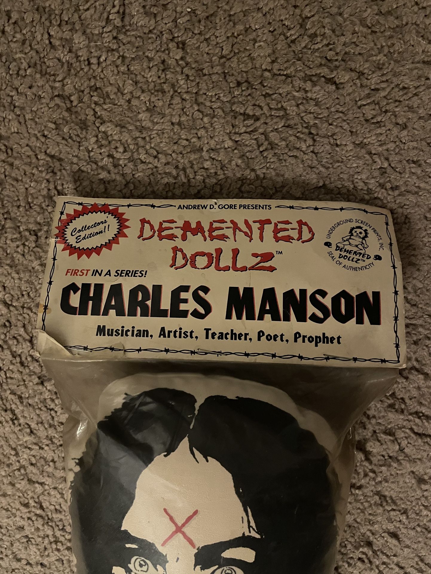 RARE VINTAGE Charles Manson Demented Dollz w/ Certificate of Authenticity (by Andrew Gore)