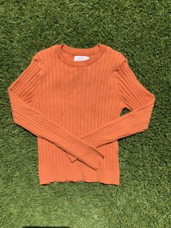 Zara Girls Rib Knit Orange Sweater 