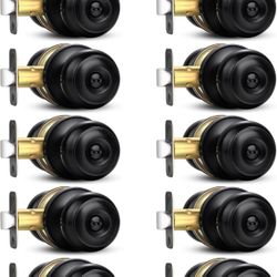 Privacy Door Knob, 10 Pack Matte Black Round Keyless Doorknobs Interior/Exterior Lockset, Privacy Locking Door Knobs for Bedroom/Bathroom, Black Moder
