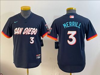 PADRES CITY CONNECT JACKSON MERRILL #3 MENS BASEBALL JERSEY SIZE MEDIUM