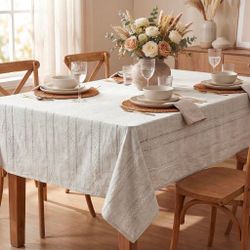 Horaldaily Light Grey Rectangular Tablecloth, 60×120 Inch, Farmhouse Decor
Wrinkle Resistant, Washable, Hemstitched Embroidery, Farmhouse Style, Home 