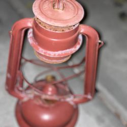 Vintage Red Railroad Kerosene Lamp