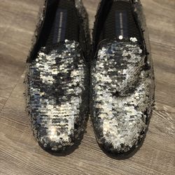 Giorgio Brutini Cohort  Men's Black/Silver Metallic Reversible Sequined Slip-On