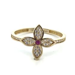 Woman’s Ladies 10k Yellow Gold CZ Cubic Zirconia Flower Ring Size 7 GP3126677