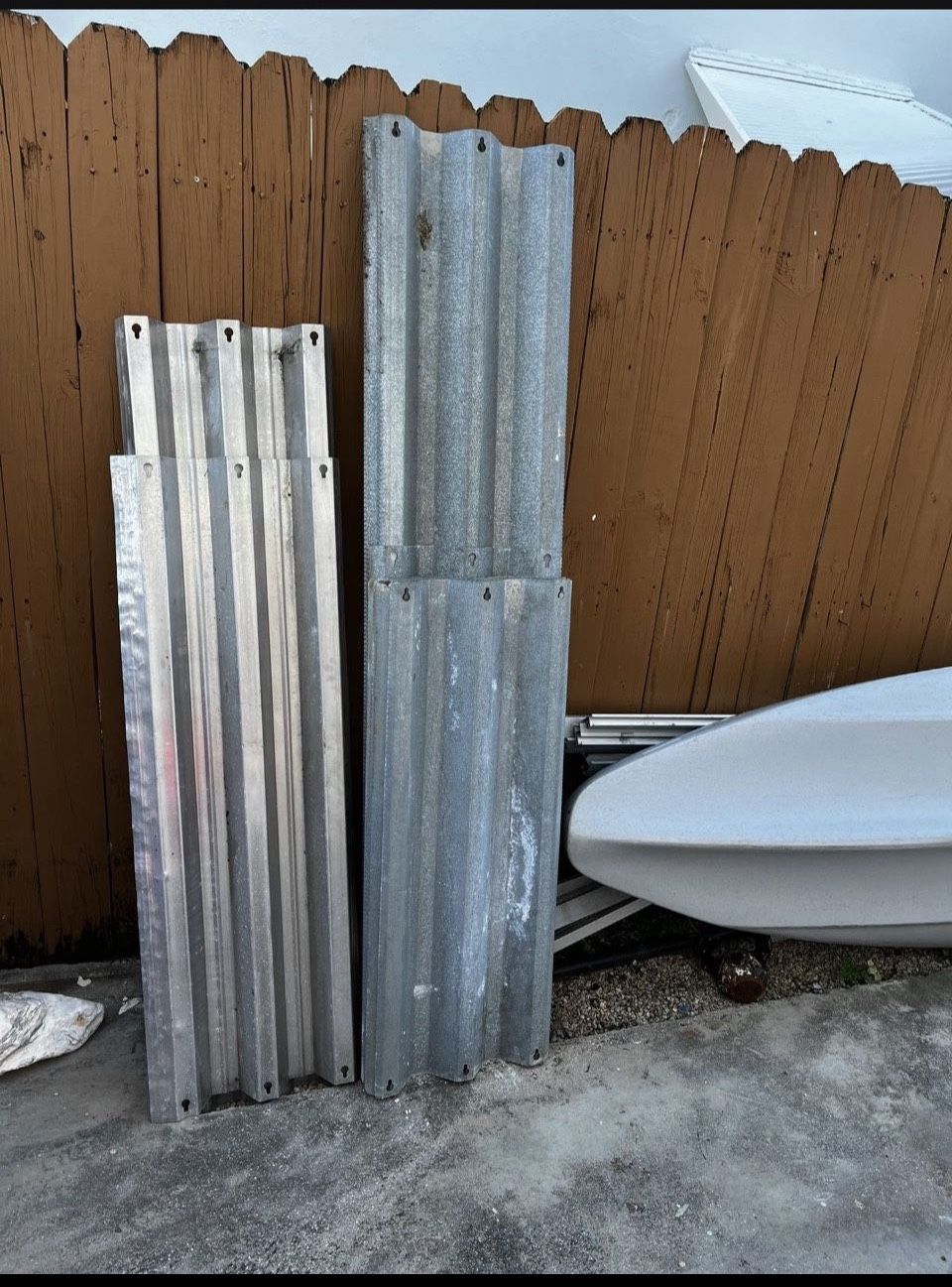 Hurricane Shutters…7 Aluminum, 12 Galvanized (ALUMINUM 1-59”/4-47”/2-48” ALL 15” WIDE) (GALVANIZED 4-71”/1-42.5”/7-40”ALL 16” WIDE)…In Good Condition…