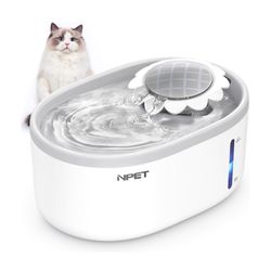 Brand New Cat Water Fountain with Visible Water Level Window, White Grey 2L/67oz Automatic Pet Water Fountain with Quiet Pump, Dog Water Dispenser 
