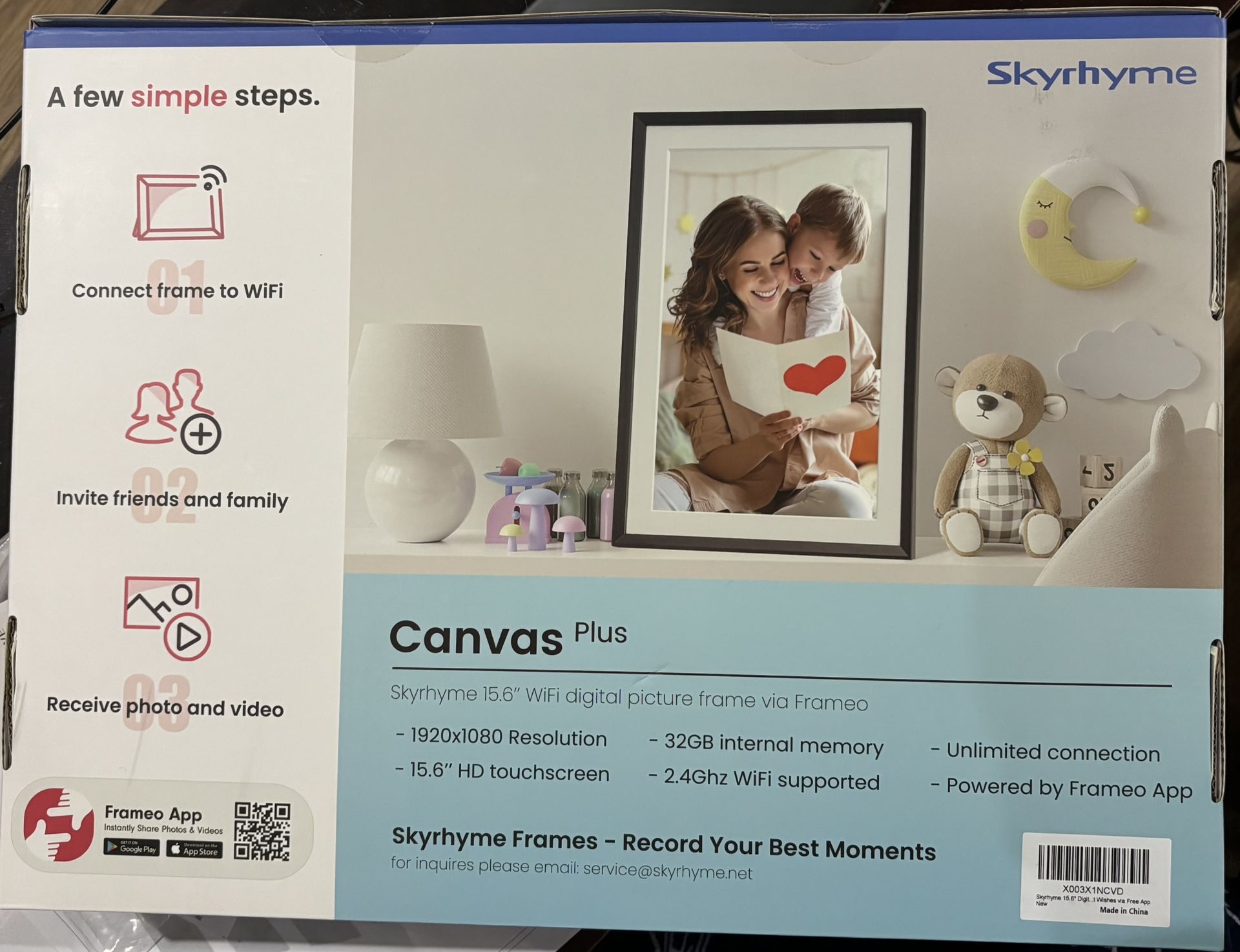 15.6"' Digital Picture Frame with 1920x1080 IPS Touch Screen, 32GB Frameo WiFi Digital Photo Frame