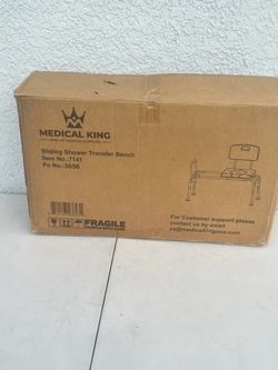 Medical King Sliding Shower Transfer Bench w/ Backrest Belt 400 lb ADA 7141