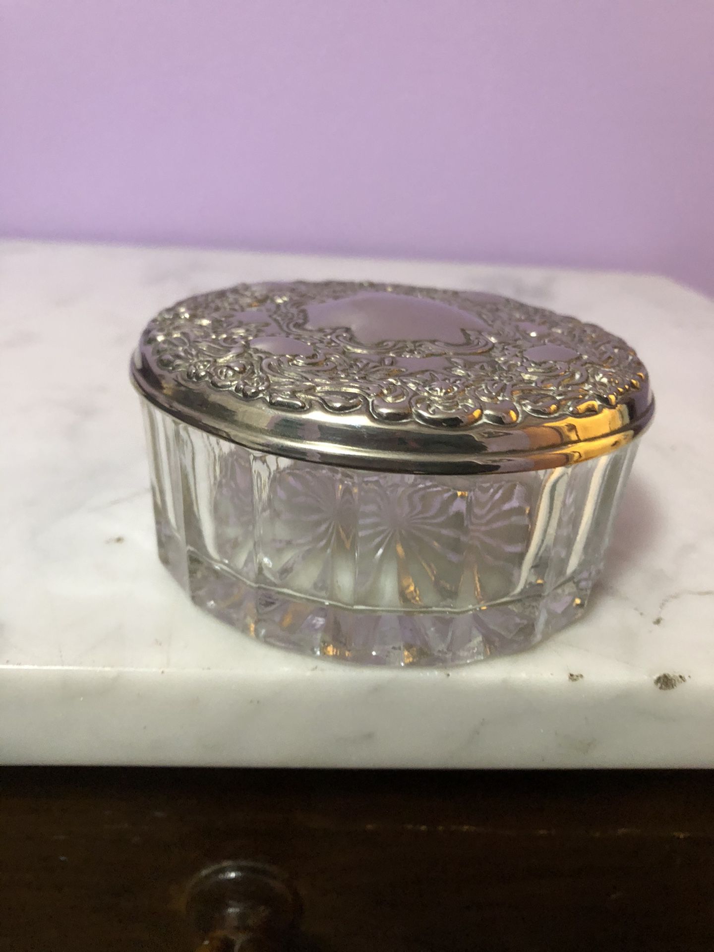 Vintage Glass Vanity Powder Jar