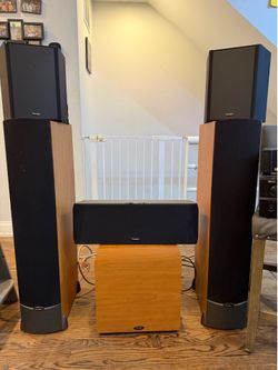Paradigm 5 speaker surround system with receiver, monster power and cables
