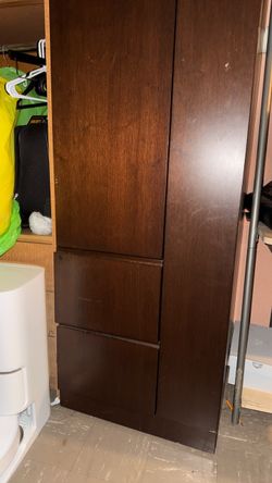 Dark Brown Wardrobe Cabinet with Drawers