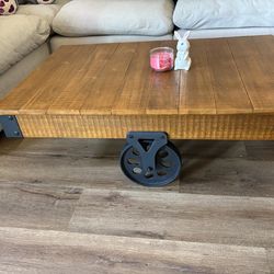 My brown coffee table on wheels