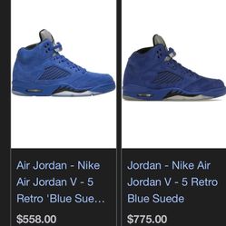 jordan 5 blue suede size 9