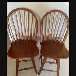 Two Solid Wood Vintage Bar Both Swivel 