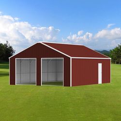 33FT x 25FT Metal Garage Barn – Reinforced Steel Structure with Dual Doors Storage Shed - The customer must have unloading capabilities, such as a for