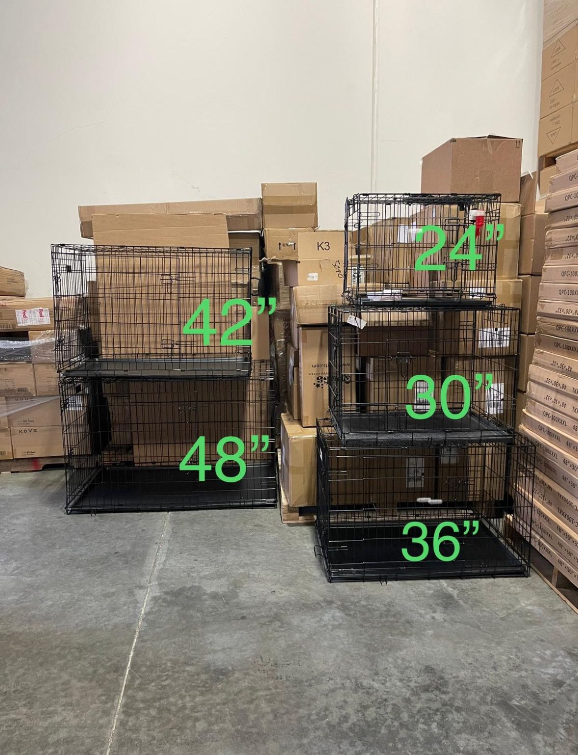 Qpets Dog Crate, Folding Dog Kennel DIMENSION 48"L x 30"W x 33"H, Dog Cage, Two Doors, with a Tray