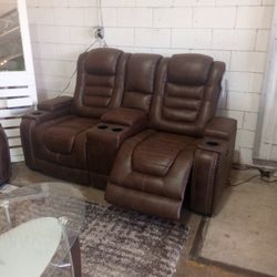 Brown Sofa And Loveseat Power Recliners