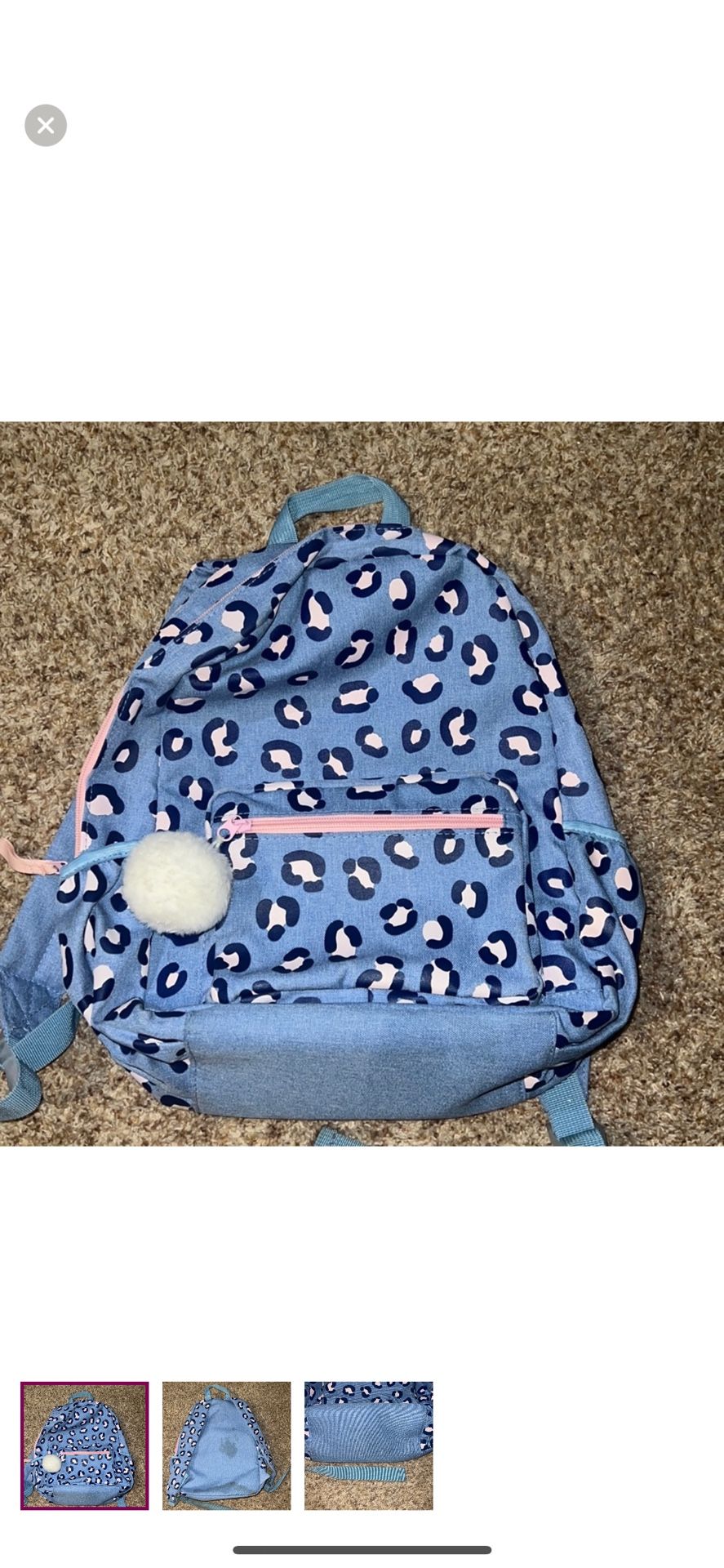 Cheetah print Purple/Pink Kids Backpack. Has a large stain on back see pics