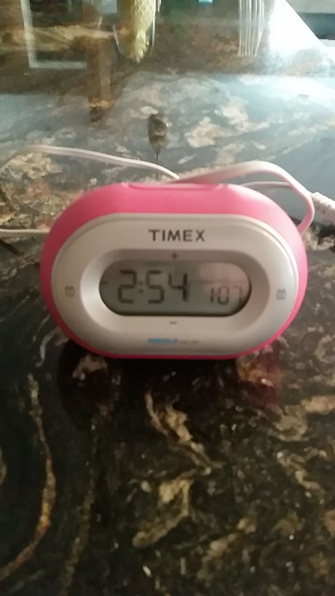 Timex digital clock with 2 alarms, pink