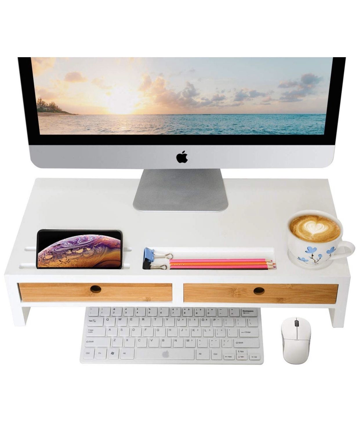 Computer Monitor Stand with Drawers