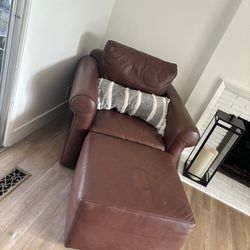 Cozy Leather Chair And Ottoman