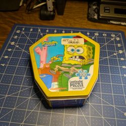 SpongeBob SquarePants Lenticular Puzzle 100 Piece Metal Tin COMPLETE