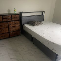 Bed with mattress