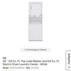 Brand New GE Stackable Washer/Dryer
