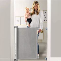 Momcozy 33" X 55". Retractable Gray-Baby Safety Gates, Dog Gate, Pet Gate, for Stairs, Doorways, Hallways