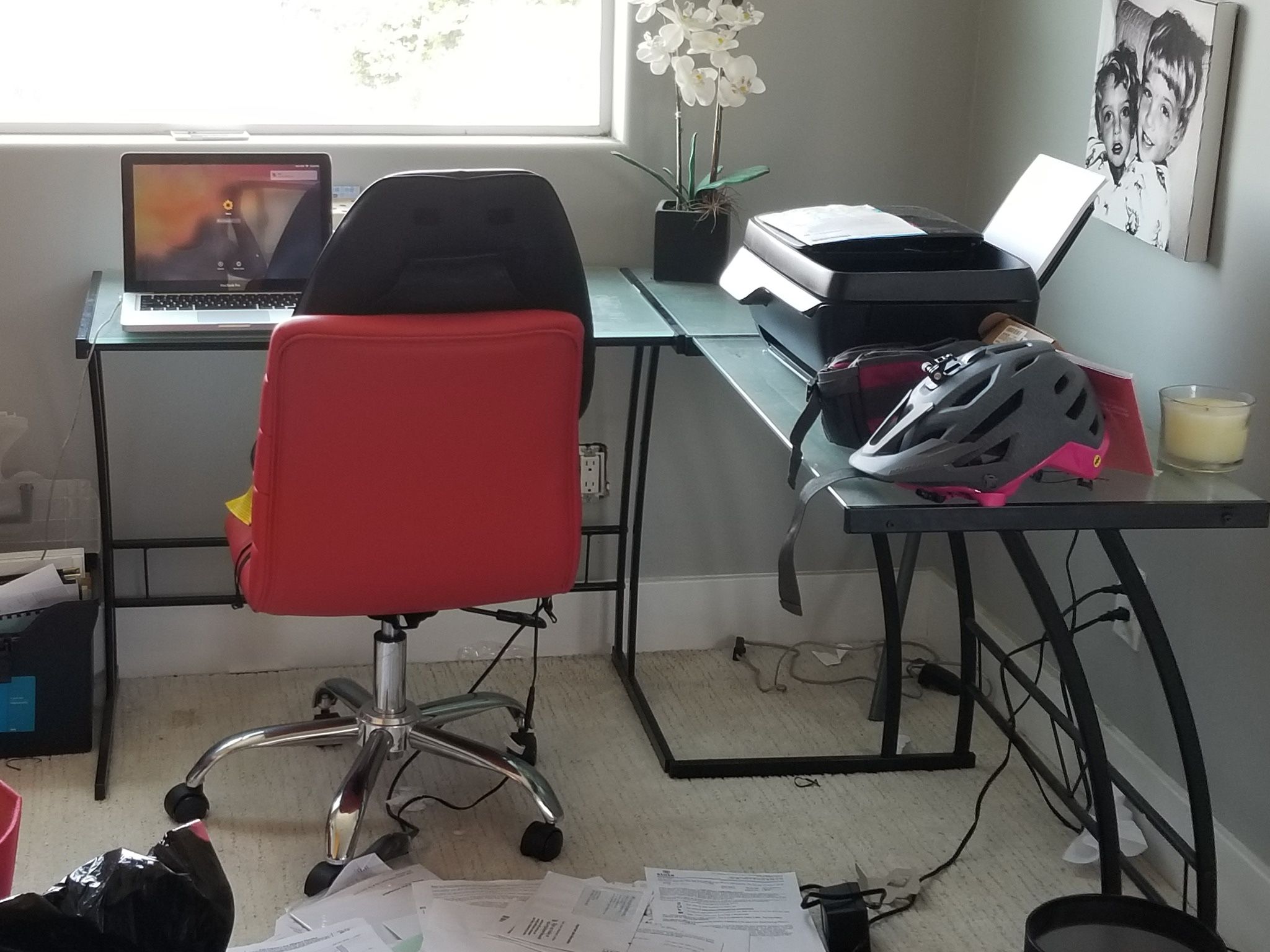 Glass Corner Desk With Chair