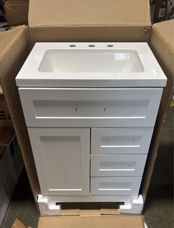 Style Selections Style Selections Cauley White 24-in Vanity and without Faucet Bundle