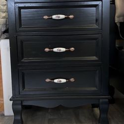 Two Antique Style Nightstands - 3 Drawer