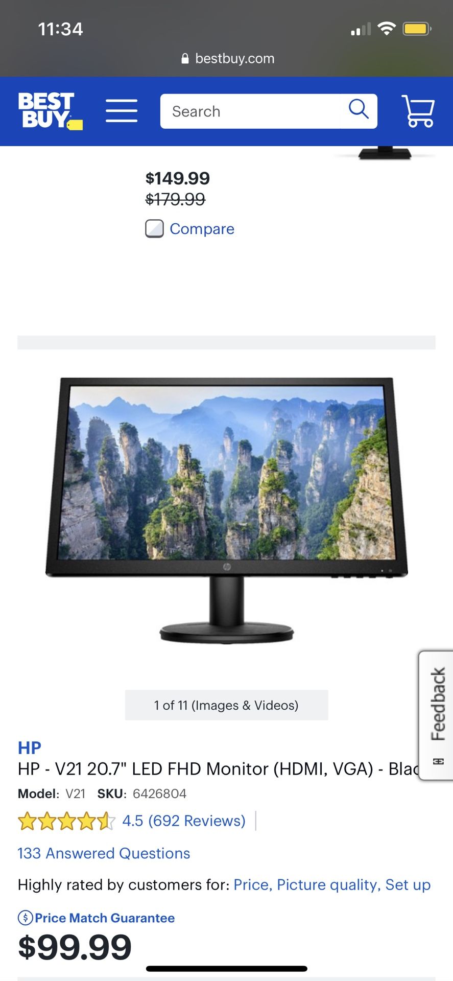 Hp V21 Computer Monitor
