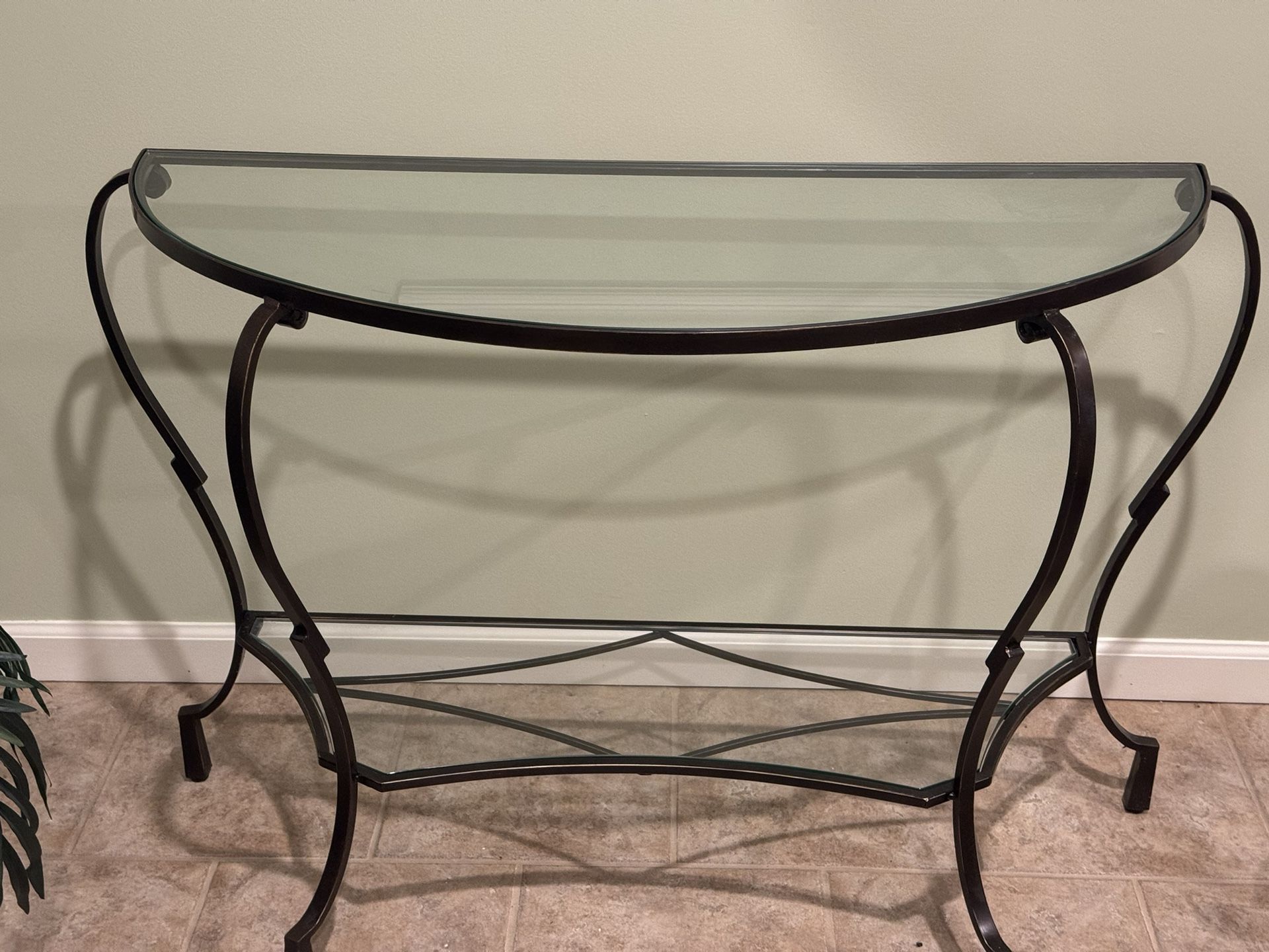 Glass Wrought Iron Console Table