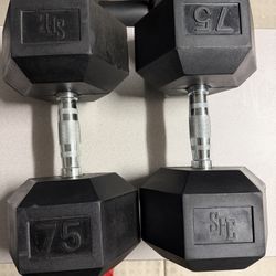 SFE Rubber Hex Dumbbells 75 pounds