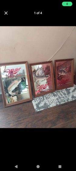 Rare Minnesota High Life Set Of Three Mirrored Framed Beer Signs