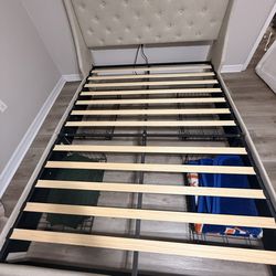 Queen size bed frame with charging station