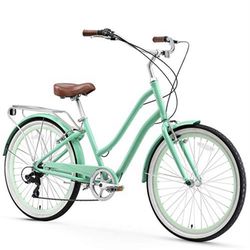 New Other Sixthreezero 26” Women’s 7 Speed, Beach Cruiser Bike/Hybrid Bicycle, Mint Green 