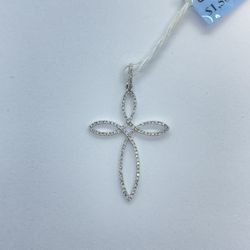 New 14k Solid Gold Diamond Cross Pendant 