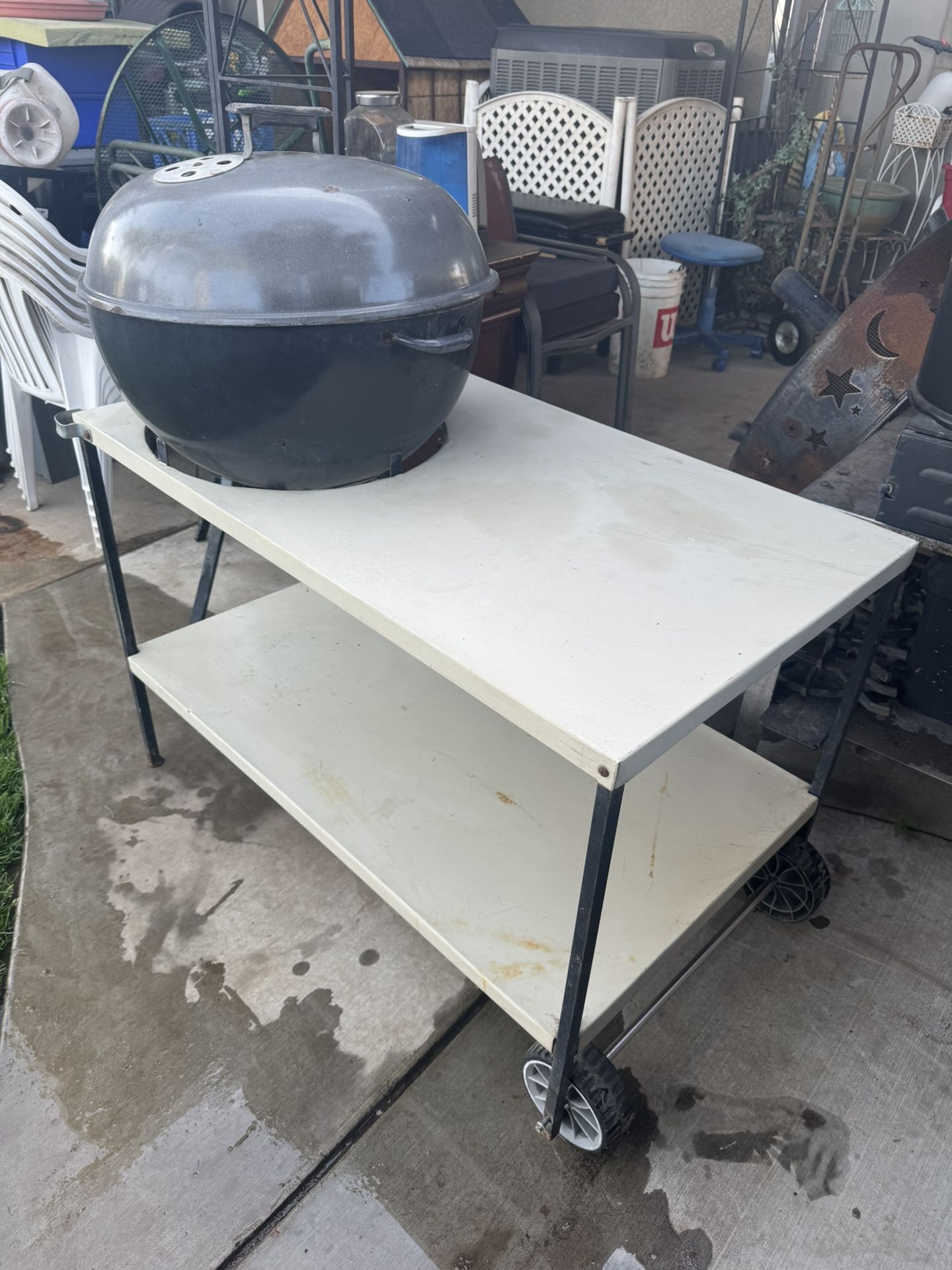 Vintage Weber Charcoal Grill With Cart👍