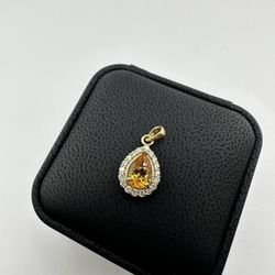 Yellow Citrine Diamond Pendant
