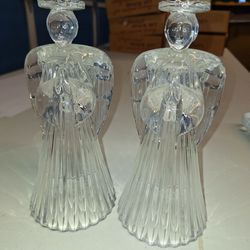 Crystal Angel Candle Holders Set Of Two. A64C001