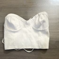 Zara white bustier corset strapless cropped top