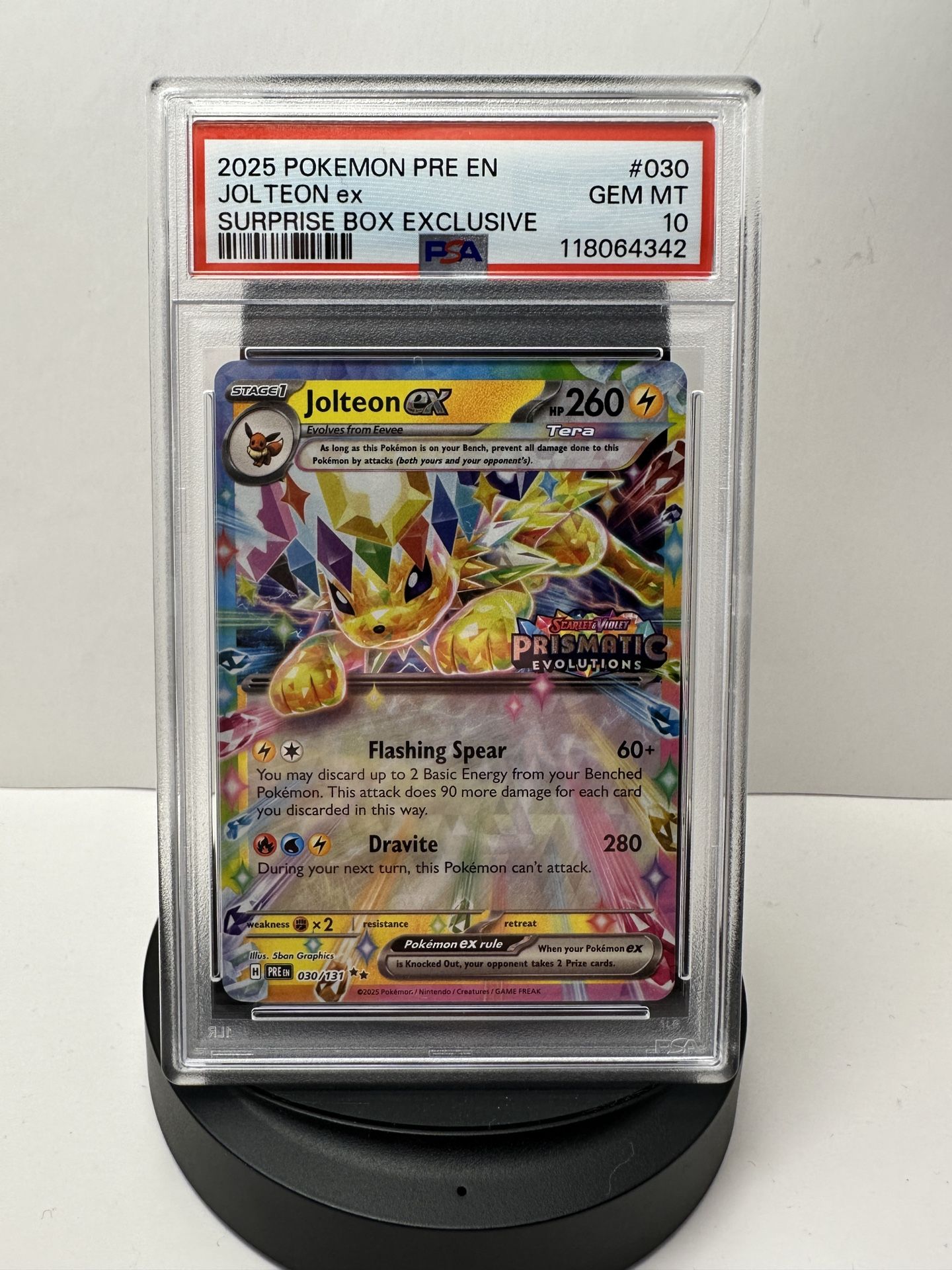 Pokemon Prismatic Evolutions Stamped Promo Jolteon EX PSA 10
