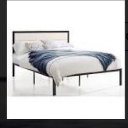 New King Size Bedframe Velvet Headboard White 