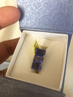 Blue stone silver detailed ring size 8