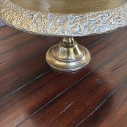 Large, gold hammered cake pedestal