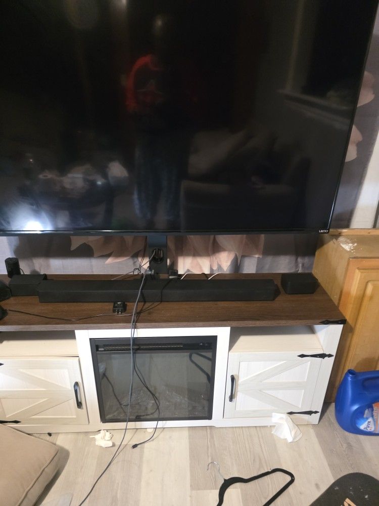 65" Vizio, Amazon Fire Stick, Vizio Soundbar With Side Speakers And Sub Woofer