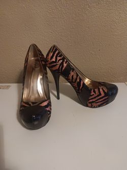 Pink and Black Sparkle Zebra Print Stilettos